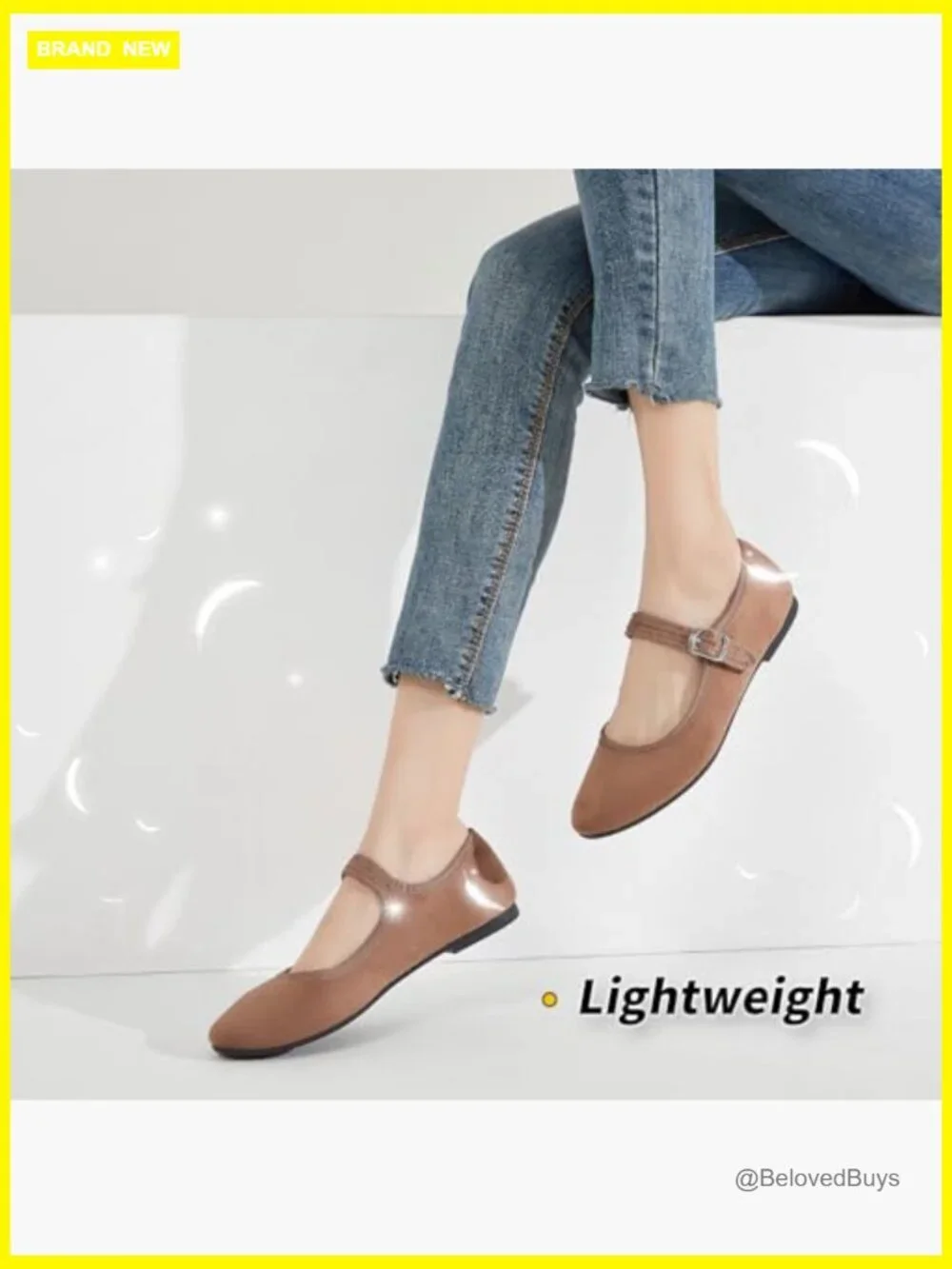 Faux Suede Mary Jane Flats with Adjustable Strap & Memory Foam